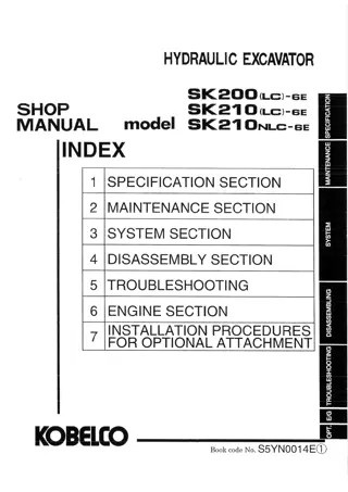 Kobelco SK200LC-6E, SK210LC-6E, SK210NLC-6E HYDRAULIC EXCAVATOR Service Repair Manual Instant Download (Book Code No. S5YN0014E)