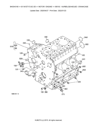 Kubota B1181DT-F2-EC-S5 Tractor Parts Catalogue Manual Instant Download