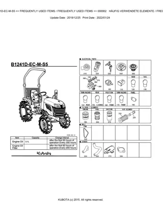 Kubota B1241D-EC-M-S5 Tractor Parts Catalogue Manual Instant Download