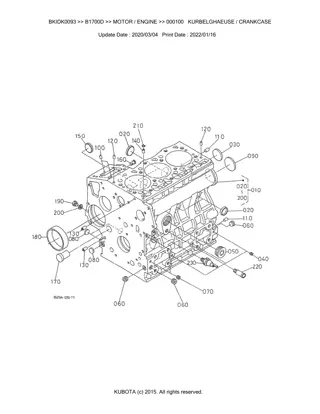 Kubota B1700D Tractor Parts Catalogue Manual Instant Download