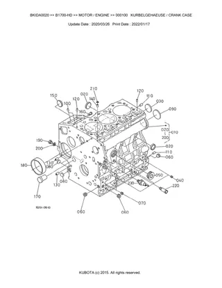 Kubota B1700-HD Tractor Parts Catalogue Manual Instant Download