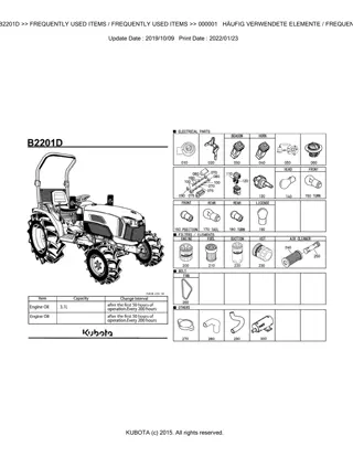 Kubota B2201D Tractor Parts Catalogue Manual Instant Download