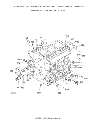 Kubota B2201D-S5 Tractor Parts Catalogue Manual Instant Download