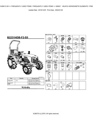 Kubota B2231HDB-F2-S5 Tractor Parts Catalogue Manual Instant Download