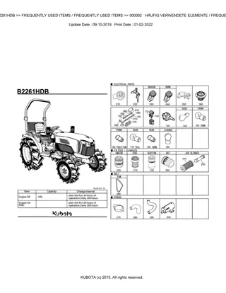 Kubota B2261HDB Tractor Parts Catalogue Manual Instant Download