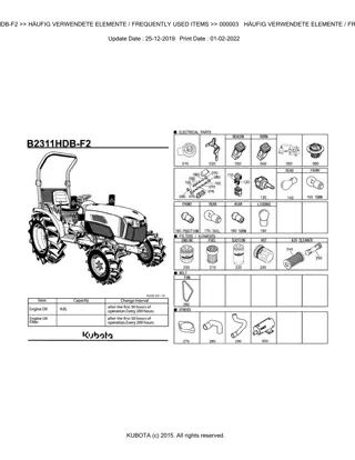 Kubota B2311HDB-F2 Tractor Parts Catalogue Manual Instant Download