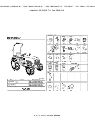 Kubota B2350DB-F Tractor Parts Catalogue Manual Instant Download