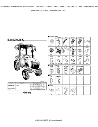 Kubota B3150HDB-C Tractor Parts Catalogue Manual Instant Download