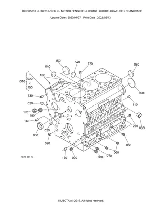 Kubota BX231C EU Tractor Parts Catalogue Manual Instant Download