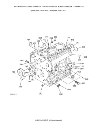 Kubota BX2200D Tractor Parts Catalogue Manual Instant Download