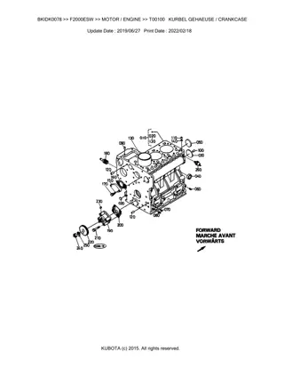 Kubota F2000ESW Front Mower Parts Catalogue Manual Instant Download