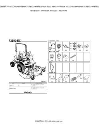 Kubota F2880-EC Front Mower Parts Catalogue Manual Instant Download