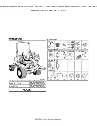 Kubota F2890E-EU Front Mower Parts Catalogue Manual Instant Download