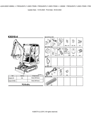 Kubota KX018-4 (SN 50001-69999) Excavator Parts Catalogue Manual Instant Download (Publishing ID BKIDA5044)