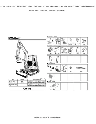 Kubota KX042-4A Excavator Parts Catalogue Manual Instant Download (Publishing ID BKIDA5193)