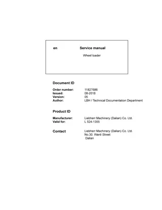 LIEBHERR L524-1355 Wheel Loader Service Repair Manual Instant Download