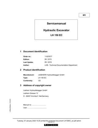 LIEBHERR LH150EC Hydraulic Excavator Service Repair Manual Instant Download