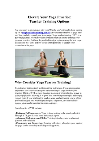 Elevate Your Yoga Practice Teacher Training Options