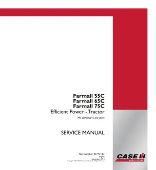 CASE IH Farmall 55C 65C 75C Efficient Power - Tractor Service Repair Manual Instant Download  (PIN ZDAL00012 and above)