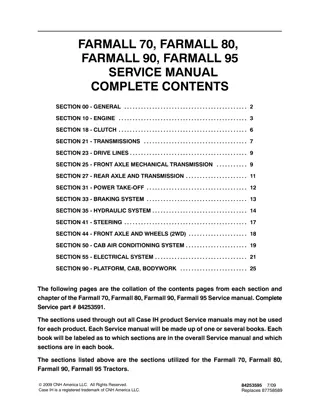 CASE IH FARMALL 70, FARMALL 80, FARMALL 90, FARMALL 95 Tractor Service Repair Manual Instant Download