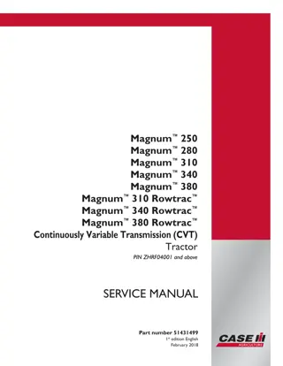 CASE IH Magnum 250 280 310 340 380 and Magnum 310 340 380 Rowtrac (CVT) (PST) Tier 4B Tractor Service Repair Manual Instant Download (PIN ZHRF04001 and above)