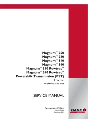 CASE IH Magnum 250 280 310 340 and Magnum 310 340 Rowtrac Powershift Transmission (PST) Tier 4B Tractor Service Repair Manual (PIN ZFRF05001 and above)