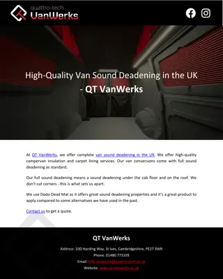 High-Quality Van Sound Deadening in the UK - QT VanWerks