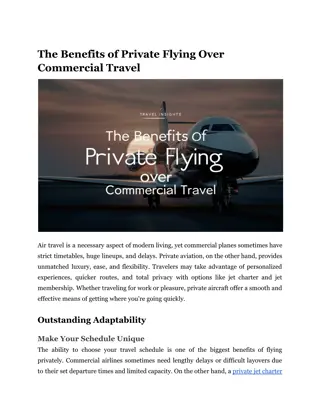 The Benefits of Private Flying Over Commercial Travel