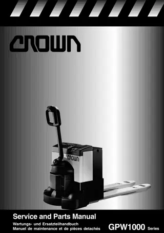 Crown GPW1000 Series Pallet Truck Parts Catalogue Manual Instant Download