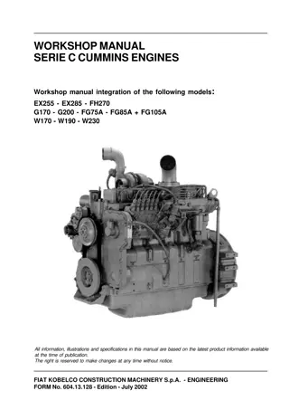 Cummins Serie C Engine Service Repair Manual Instant Download (Book Code No. 604.13.128)