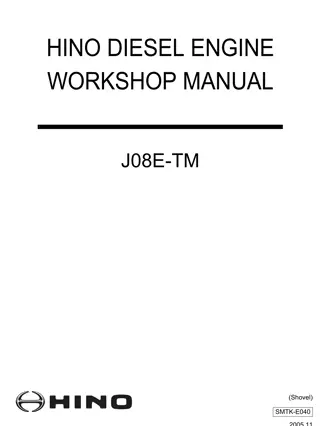 Hino J08E-TM Diesel Engine Service Repair Manual Instant Download (Book Code No. SMTK-E040)