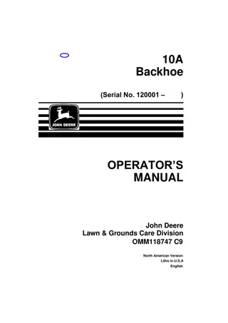 John Deere 10A Backhoe Operator’s Manual Instant Download (PIN120001-) (Publication No. omm118747)