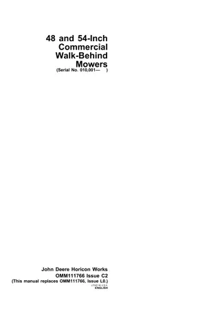 John Deere 48 and 54-Inch Commercial Walk-Behind Mowers Operator’s Manual Instant Download (pin.010001-) (Publication No.OMM111766)