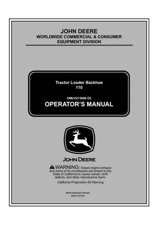 John Deere 110 Tractor Loader Backhoe Operator’s Manual Instant Download (PIN.110001-) (Publication No.OMLVU13606)