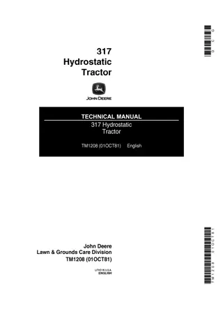 John Deere 317 Hydrostatic Tractor Service Repair Manual Instant Download (tm1208)