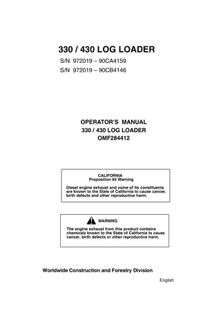 John Deere 330 340 Log Loader Operator Maintenance and Specification Manual Instant Download (PIN972019-90CA4159 972019-90CB4146) (Publication No.284412)