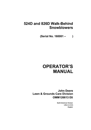 John Deere 524D and 826D Walk-Behind Snowblowers Operator’s Manual Instant Download (pin.160001-) (Publication No.OMM126613)