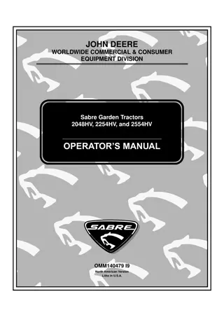 John Deere 2048HV 2254HV and 2554HV Sabre Garden Tractors Operator’s Manual Instant Download (pin.020001-) (Publication No.OMM140479)