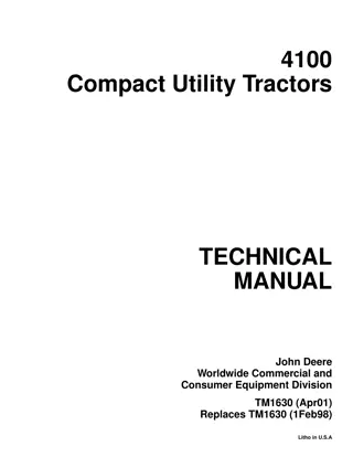 John Deere 4100 Compact Utility Tractor Service Repair Manual Instant Download