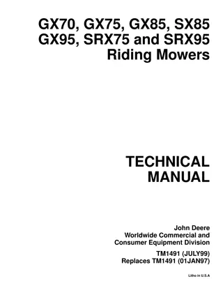 JOHN DEERE GX70 GX75 GX85 SX85 GX95 SRX75 SRX95 RIDING MOWERS Service Repair Manual Instant Download