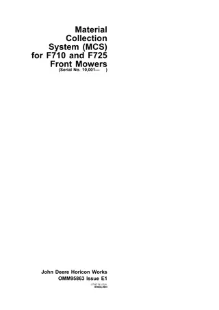 John Deere Material Collection System (MCS) For F710 and F725 Front Mowers Operator’s Manual Instant Download (Pin.10001-) (Publication No.95863)