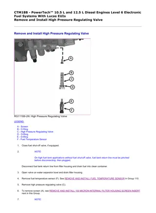 John Deere PowerTech 10.5L and 12.5L Diesel Engines Level 6 Electronic Fuel Systems With Lucas EUIs Service Repair Manual Instant Download (CTM188)