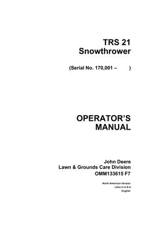 John Deere TRS21 Snowthrower Operator’s Manual Instant Download (pin.170001-) (Publication No.OMM133615)