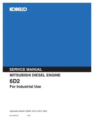 Kobelco Mitsubishi 6D2 DIESEL ENGINE Service Repair Manual Instant Download (Book Code No. EGH-300H-00)