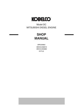 Kobelco Mitsubishi 8DC8 8DC9 Diesel Engine Service Repair Manual Instant Download (Book Code No. 97841-03001-00 NA)