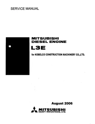 Kobelco Mitsubishi L3E DIESEL ENGINE Service Repair Manual Instant Download (Book Code No. 99616-19100)