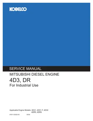 Kobelco Mitsubishi Mitsubishi 4D3, DR DIESEL ENGINE Service Repair Manual Instant Download (Book Code No. 97811-03020)