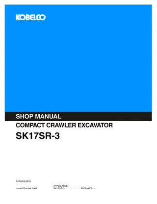 Kobelco SK17SR-3 COMPACT CRAWLER EXCAVATOR Service Repair Manual Instant Download (Book Code No. S5PU0002E02)