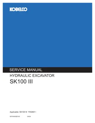 Kobelco SK100 III HYDRAULIC EXCAVATOR Service Repair Manual Instant Download (Book Code No. S5YW0002E)