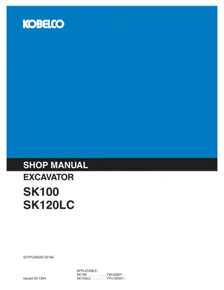 Kobelco SK100, SK120LC Hydraulic Excavator Service Repair Manual Instant Download (Book Code No. S5YPU0003E)